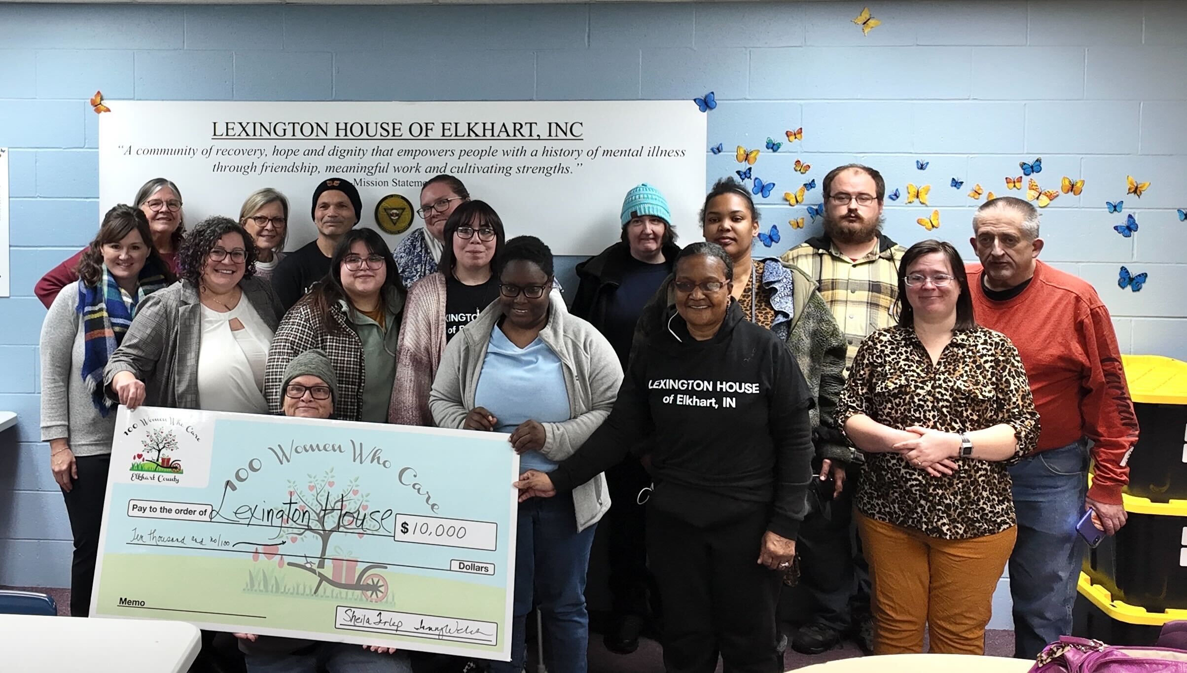 Pictured: Women from 100 Women, CF of Elkhart County, and members of Lexington House 