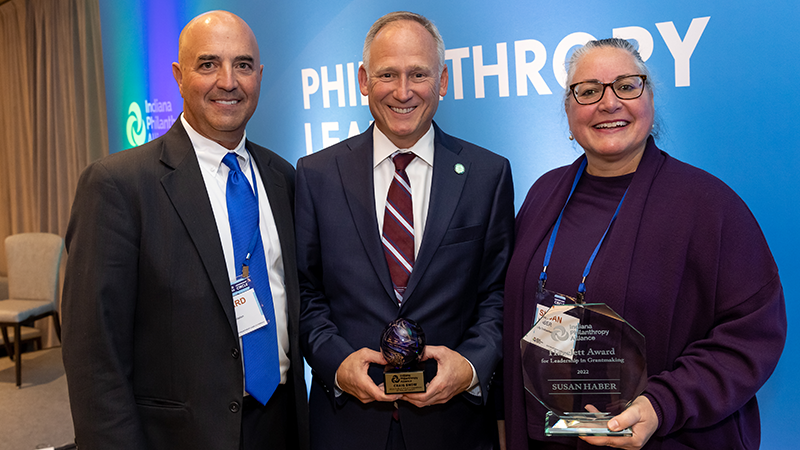 Award winners Haber (right) and Rep. Snow (center) are joined by IPA Board President Haddad