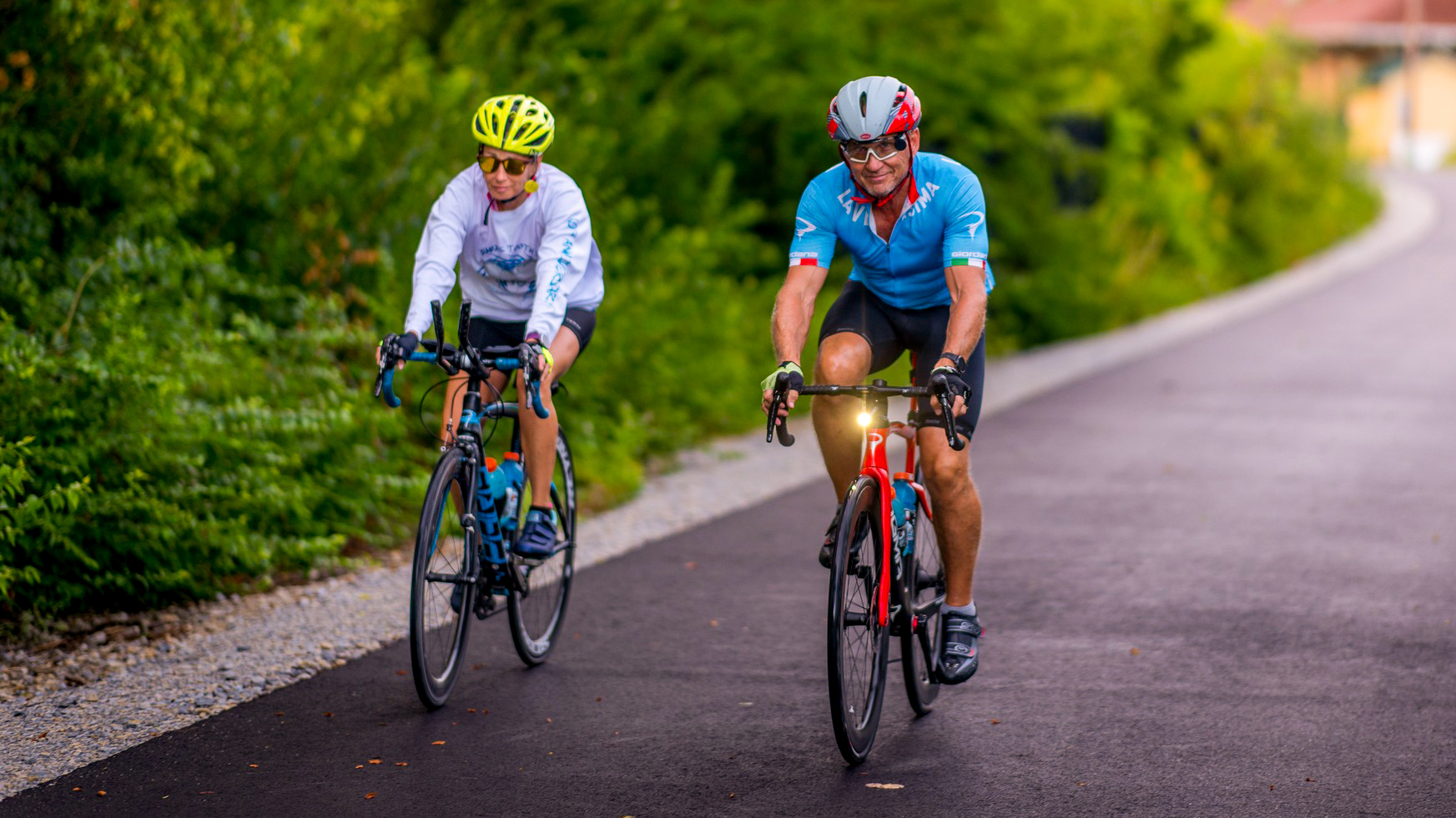 Pair of riders on the Cardinal Greenway.