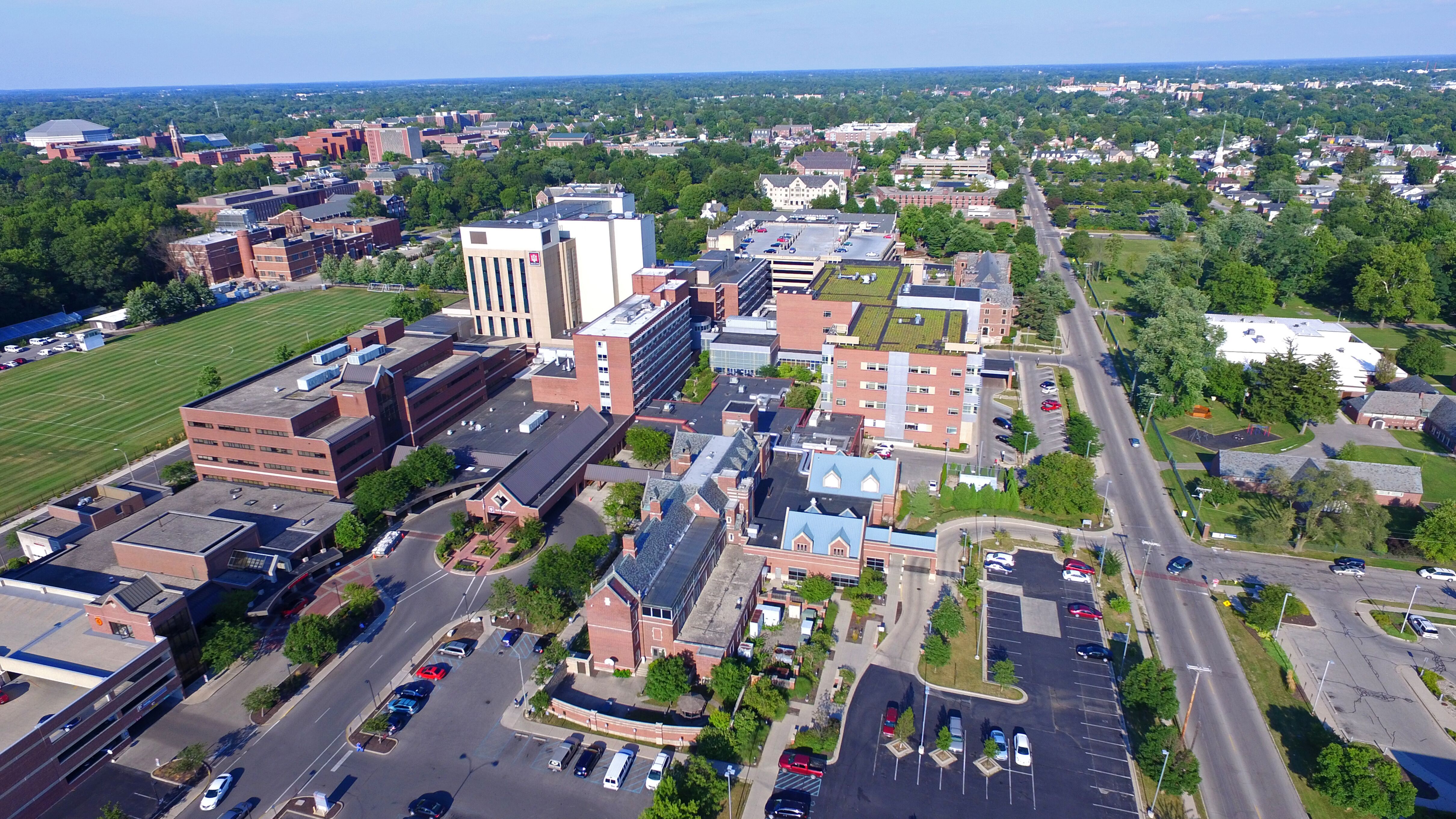 Aerial of IU Health Ball Memorial Hospital