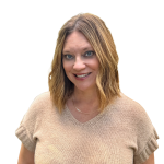 Caucasian woman with shoulder length light brown hair